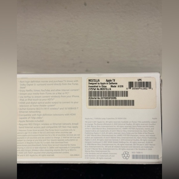 Apple TV 2nd Gen Model A1378 With Remote MC572LL/A Black - Picture 7 of 7